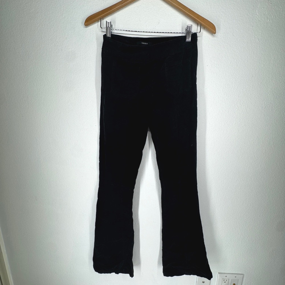 Forever 21 Corduroy Flare Pants Side Zip Front Patch Pockets Medium Stretch Y2K